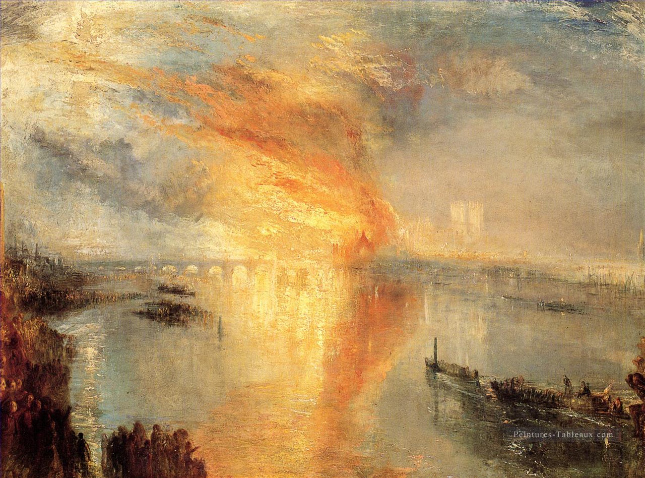 Turner L’incendie de la maison des Lords et communes Paysage marin Peintures à l'huile